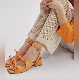 Maguire Strappy Peach Bow Heeled Sandals